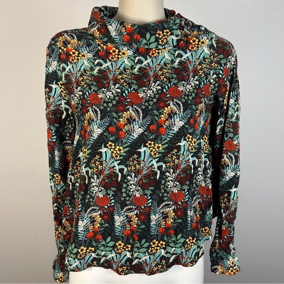 ❤️ Zara Black Floral Asymmetrical Blouse M - Picture 1 of 9